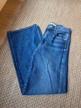 AMO Frida Flare Wide Leg Denim Jeans in Blue